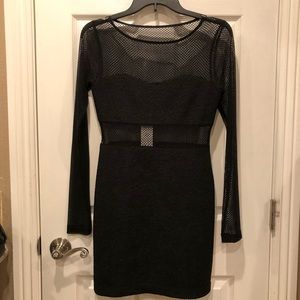 BCBG XXS black sheer lace mini dress